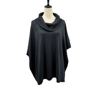 Banana Republic M/L Black Soft Knit Cowl Neck Oversized Relaxed Poncho Sweater